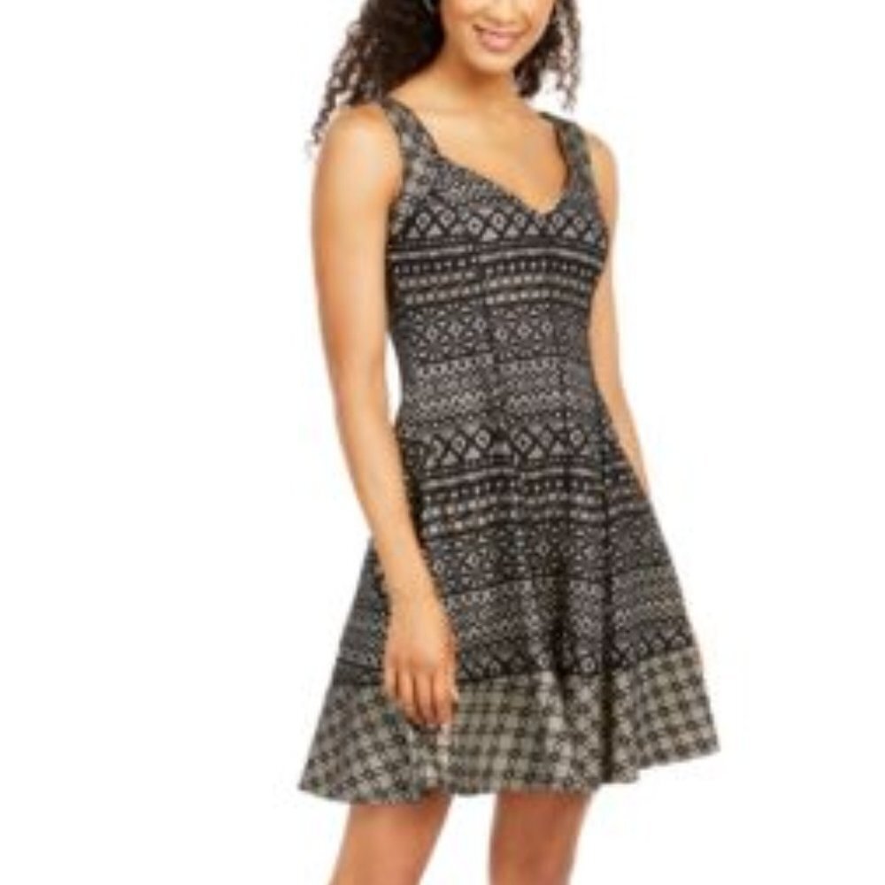 Donna Ricco Sleeveless Dress Beige Black Lace D
